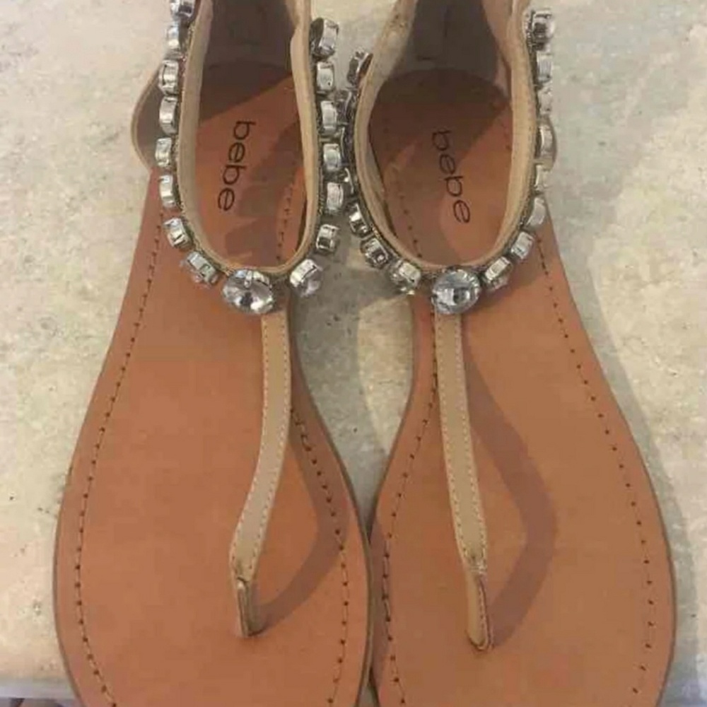 Bebe Clear Jeweled Sandals